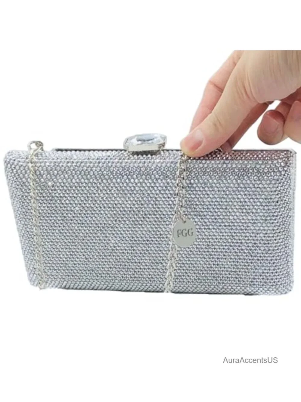 Crystal Evening Bag Clutch Box Purse with Rhinestones Formal Party Wedding